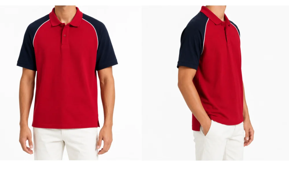Wholesale Men's 100% Cotton Pique Raglan Polo Shirt