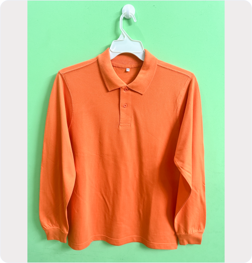 Men’s Plain Long Sleeve Polo Shirt With Cuff Rib