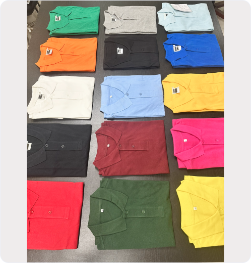 Men’s Plain Long Sleeve Polo Shirt With Cuff Rib
