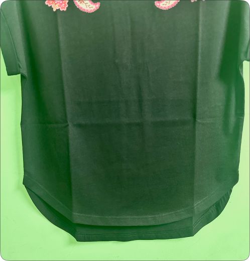 Women’s Black Printed T-Shirt Floral Paisley Design