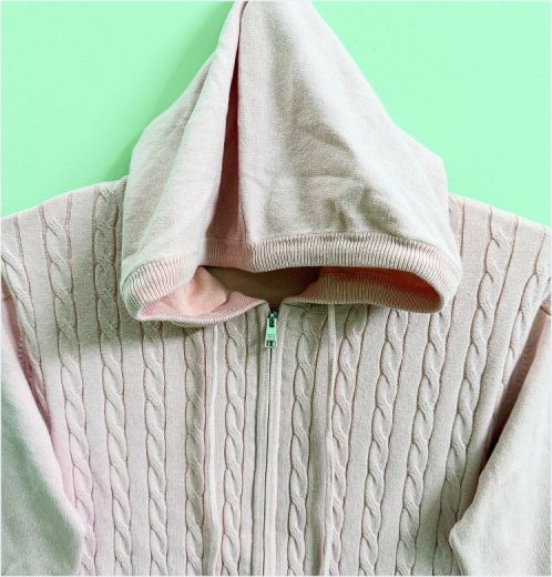 Premium Cable Jacquard Zip Hoodie Sweater