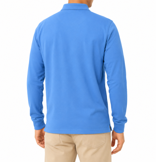 Men’s Plain Long Sleeve Polo Shirt With Cuff Rib