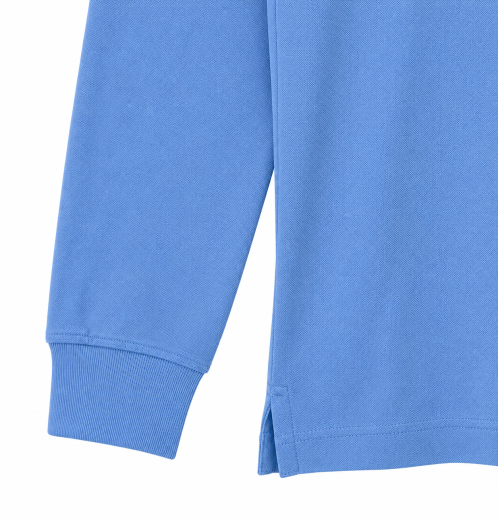 Men’s Plain Long Sleeve Polo Shirt With Cuff Rib