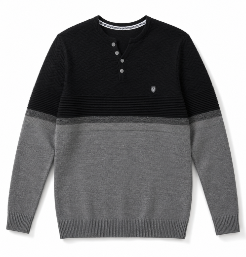 Men's Henley Neck Knit Sweater OEM & ODM Manufacturer in Bangladesh