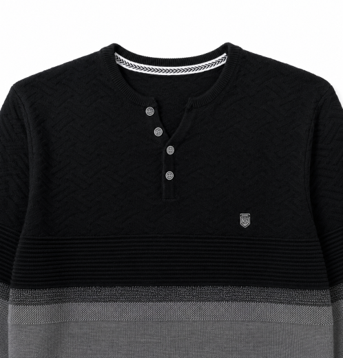 Men's Henley Neck Knit Sweater OEM & ODM Manufacturer in Bangladesh