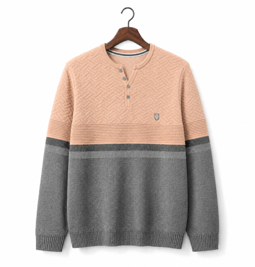 Men's Henley Neck Knit Sweater OEM & ODM Manufacturer in Bangladesh