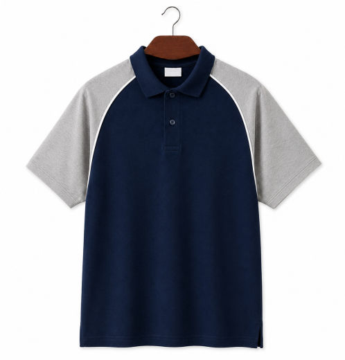 Wholesale Men's 100% Cotton Pique Raglan Polo Shirt Contrast Sleeve Polo