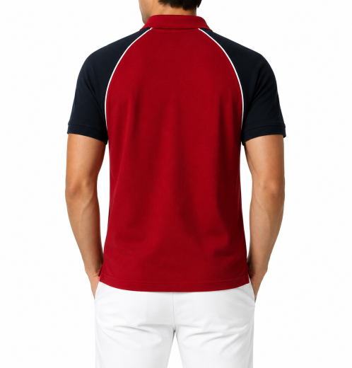 Wholesale Men's 100% Cotton Pique Raglan Polo Shirt Contrast Sleeve Polo