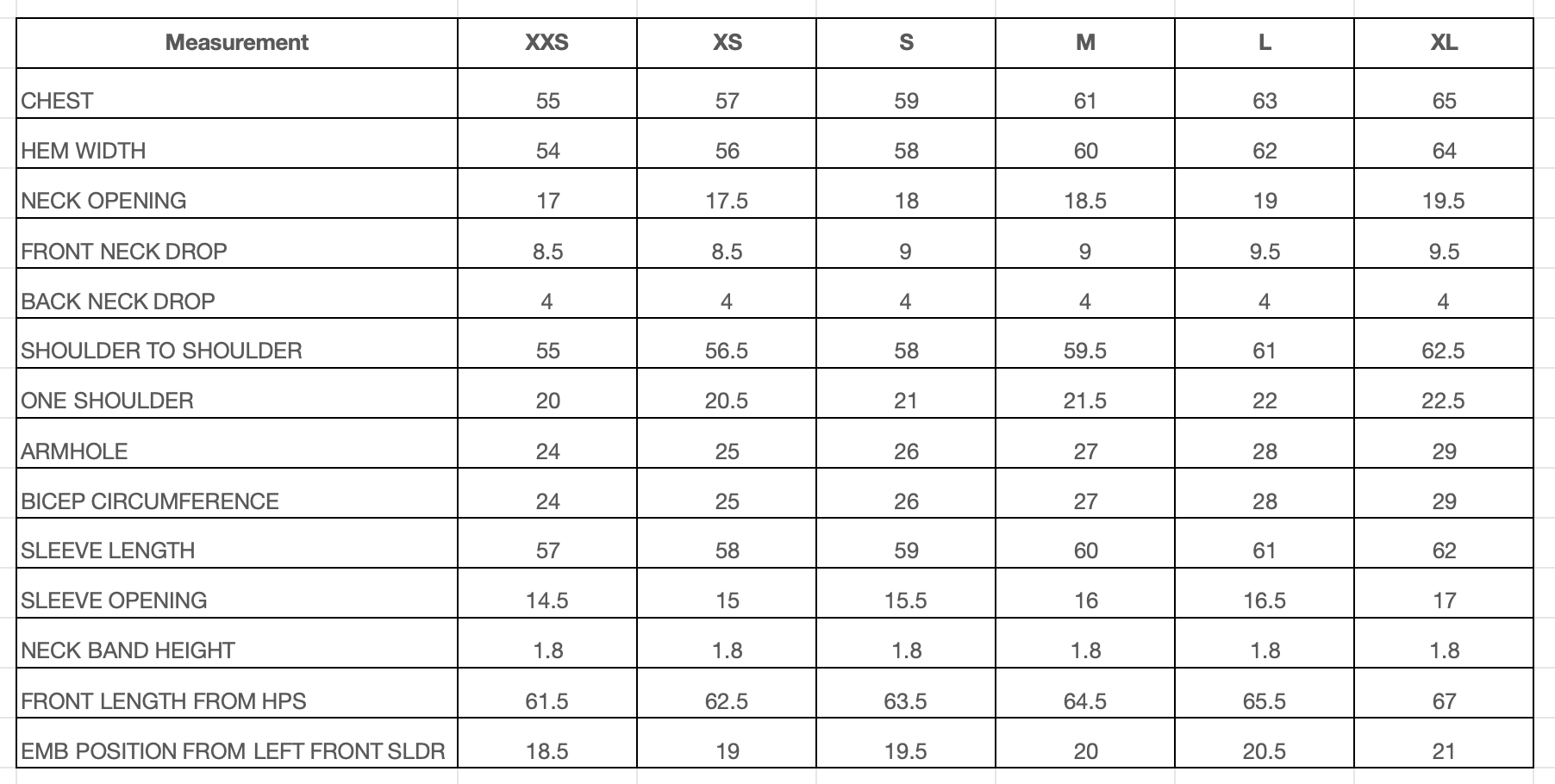 Size Chart Image