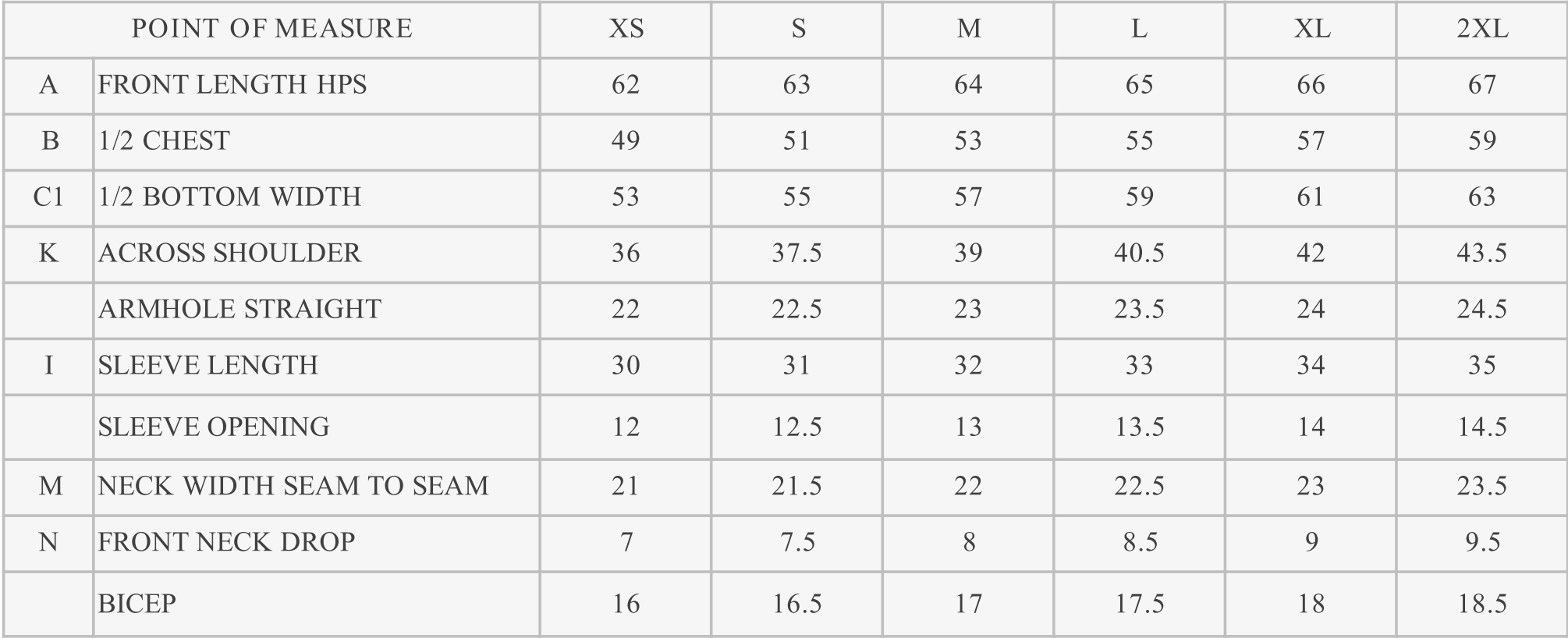 Size Chart Image